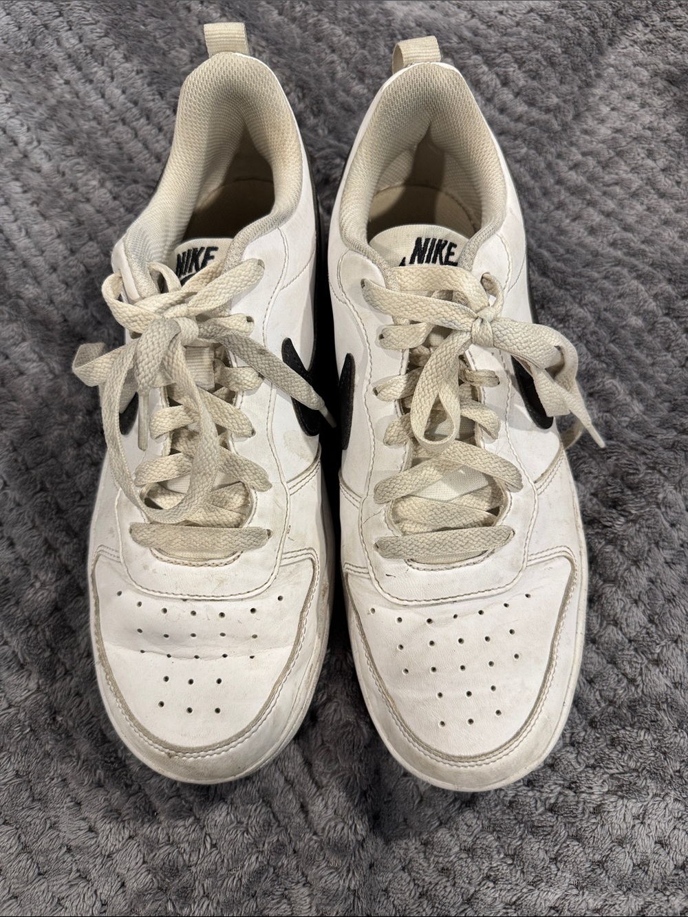 Nike Kids White Sneakers with Black Swoosh